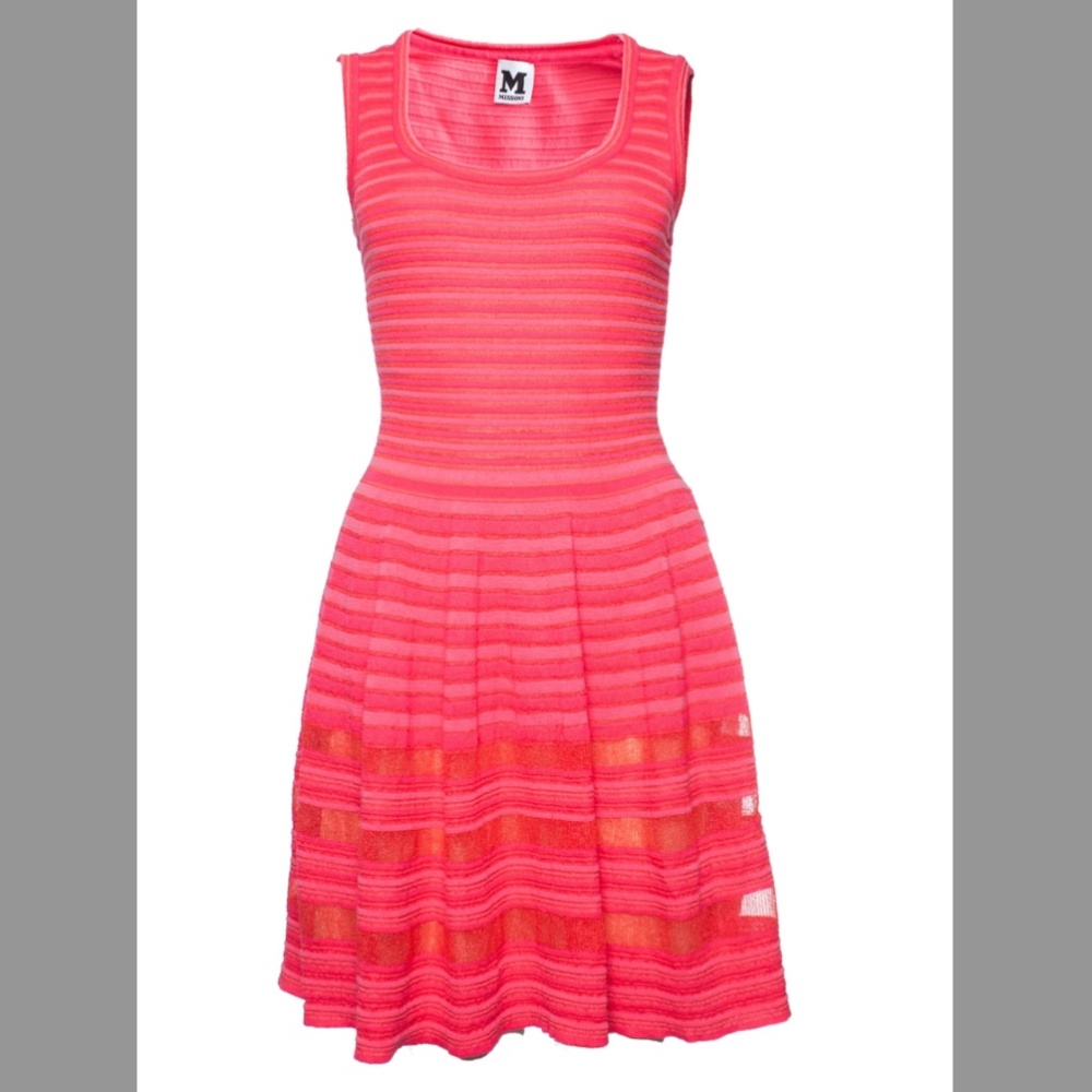 Pink/Red Missoni Striped Knit Mini Dress - Picture 1 of 9